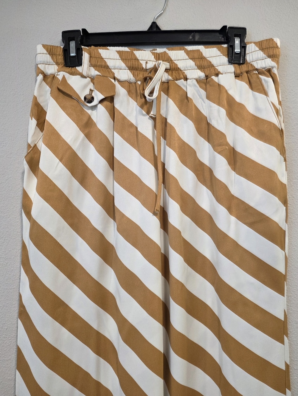 Anthro Maeve Straight Leg Pull on Silk Striped Pants - Picture 5 of 9